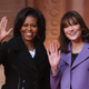 Michelle Obama and Carla Bruni-Sarkozy in Strasbourg, France, April 2009.(Sean Gallup/Getty Images)